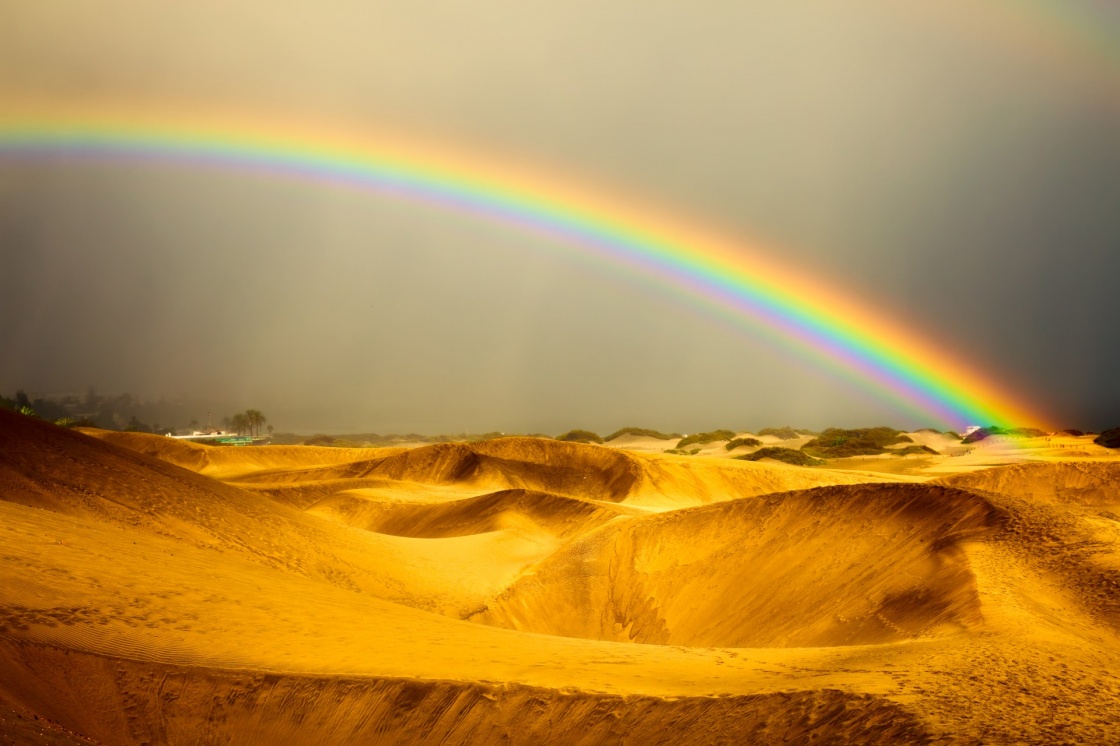 'landscape, rainbow and dunes on Gran Canaries desert' - Gran Canaria